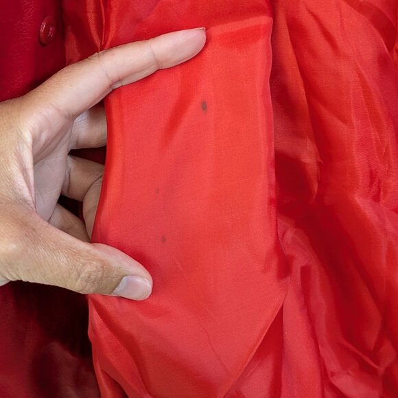 Cute Vintage Red Faux Leather Trench Coat/Jacket - Picture 3 of 5